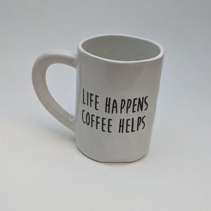 Artisan-style "Life Happens Coffee Helps" Mug